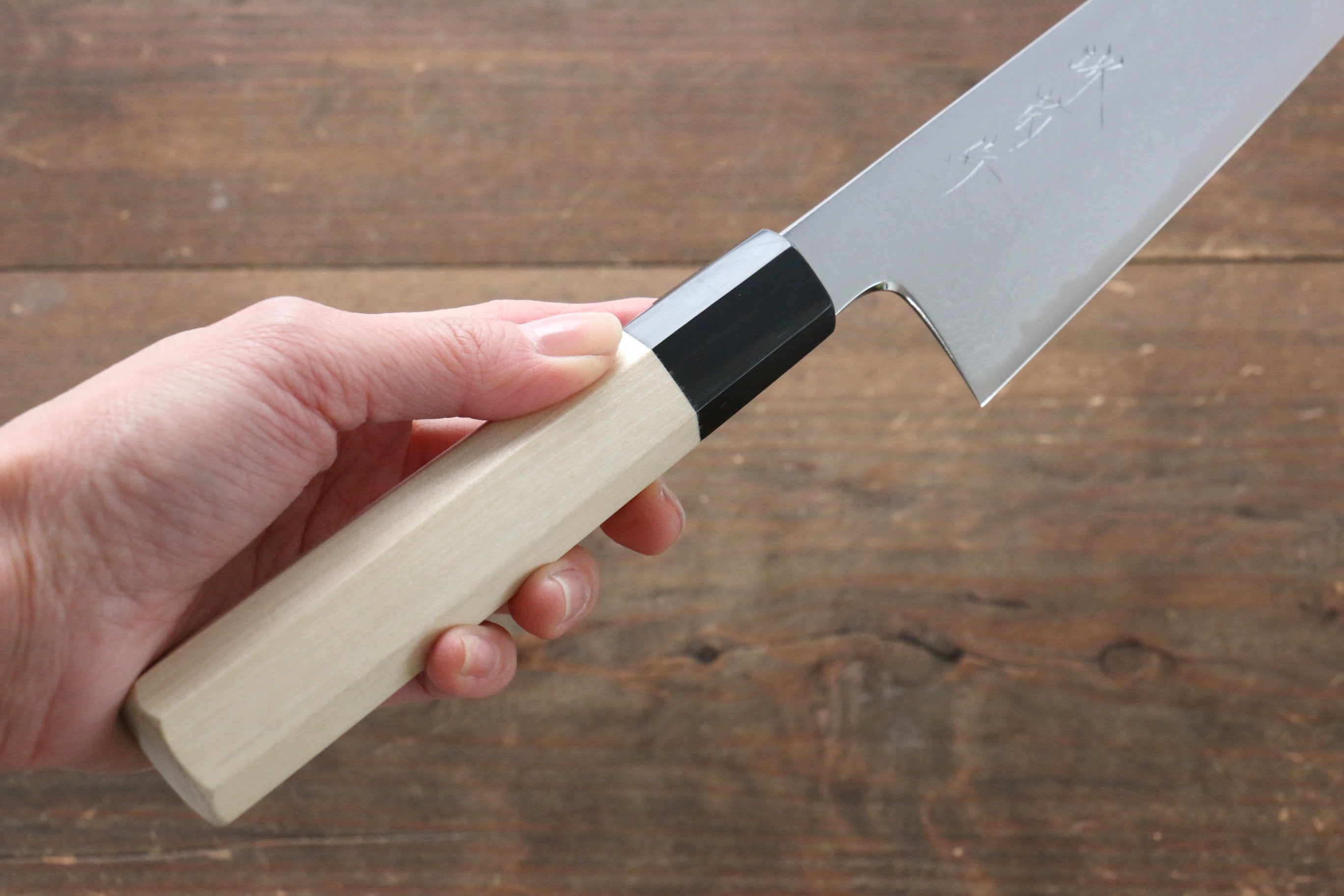 Kikumori Blue Steel No.1 Damascus Gyuto 210mm with Magnolia Handle - Japanny - Best Japanese Knife