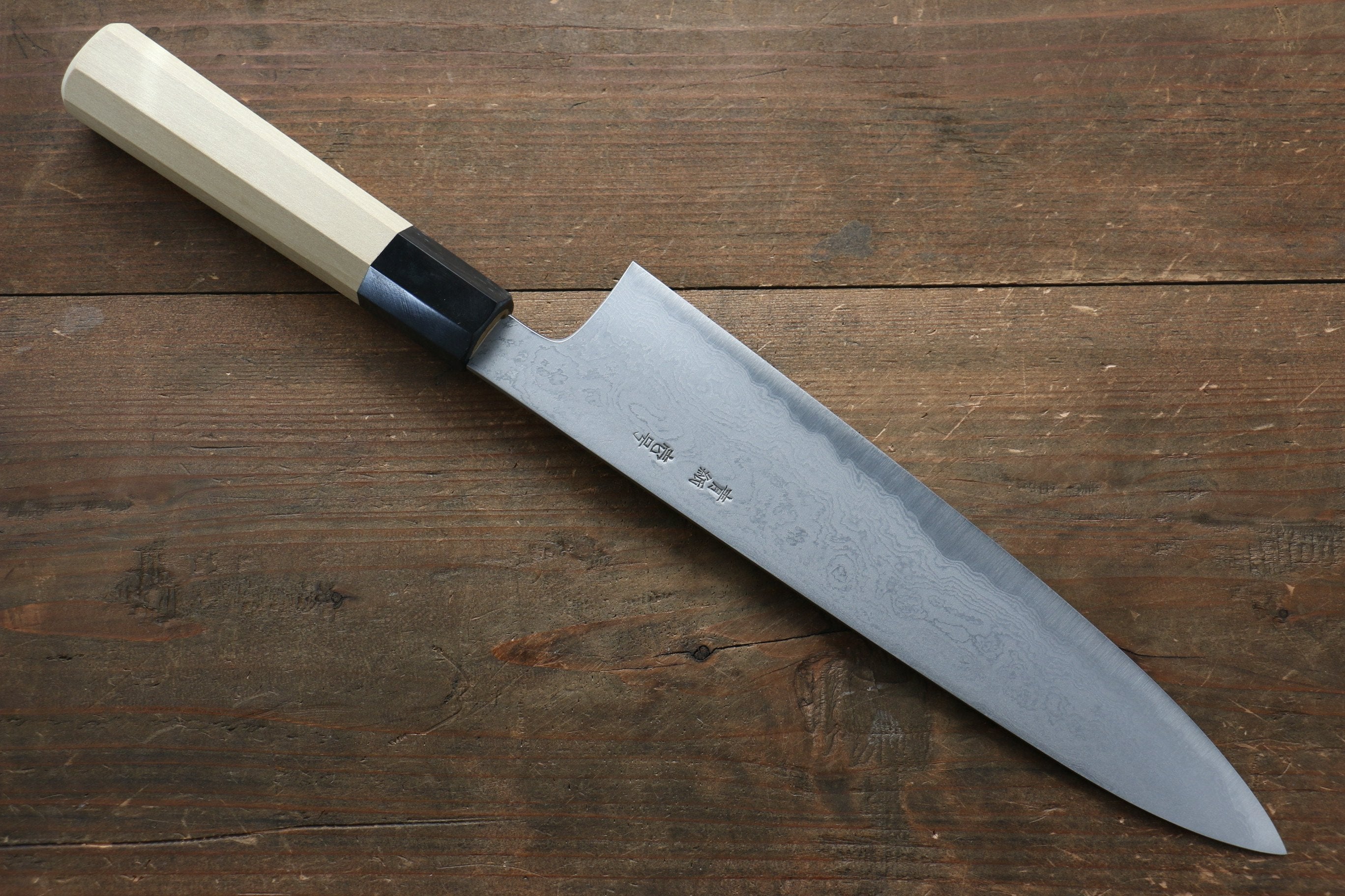 Kikumori Blue Steel No.1 Damascus Gyuto 240mm with Magnolia Handle - Japanny - Best Japanese Knife