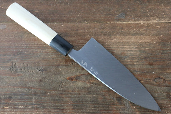 Sakai Takayuki Kasumitogi White Steel Seigaiha engraving Deba - Japanny - Best Japanese Knife