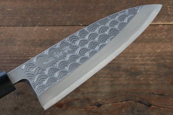 Sakai Takayuki Kasumitogi White Steel Seigaiha engraving Deba - Japanny - Best Japanese Knife