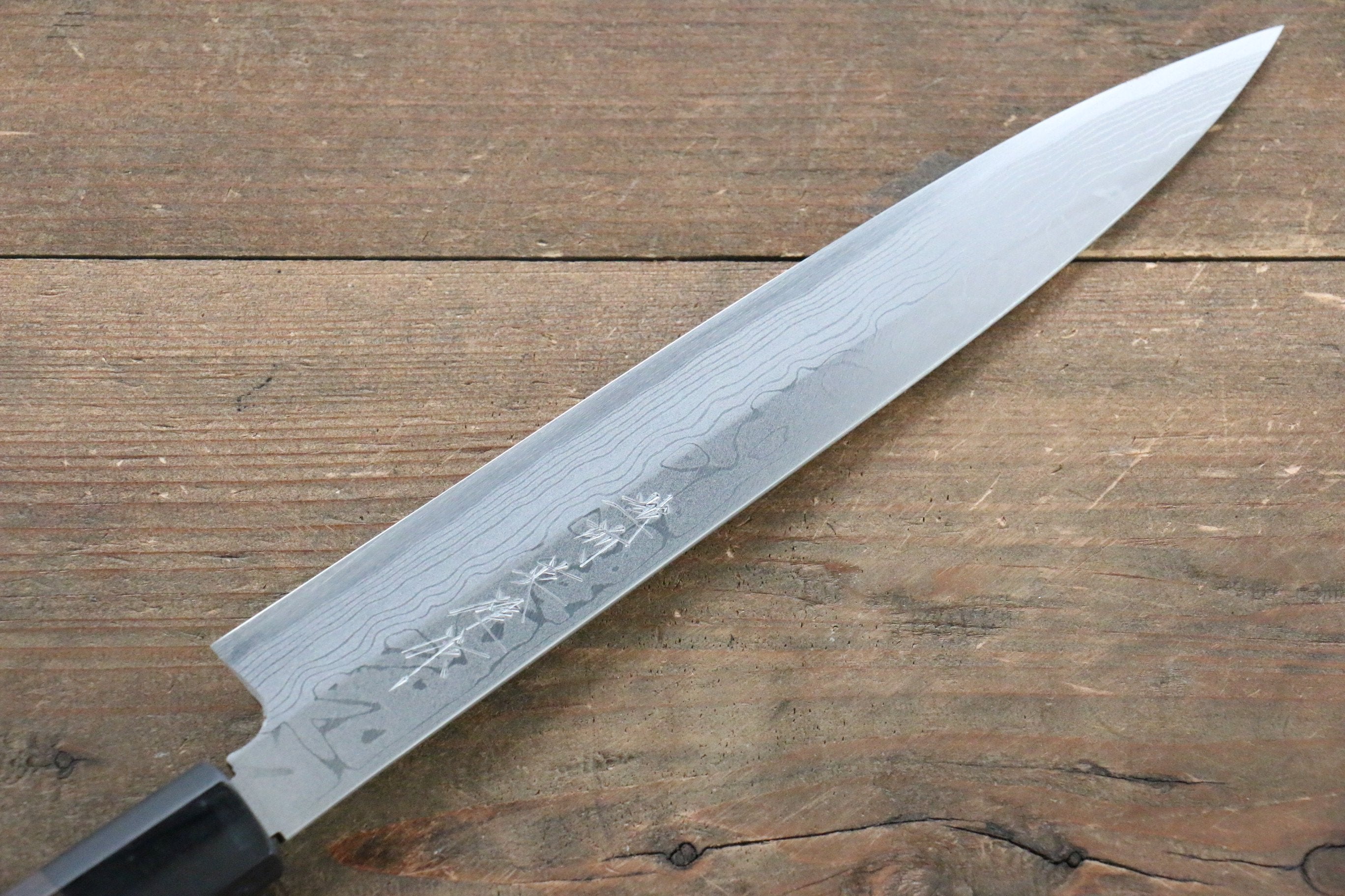 [Left Handed] Hideo Kitaoka White Steel No.2 Damascus Yanagiba Japanese Chef Knife 210mm - Japanny - Best Japanese Knife