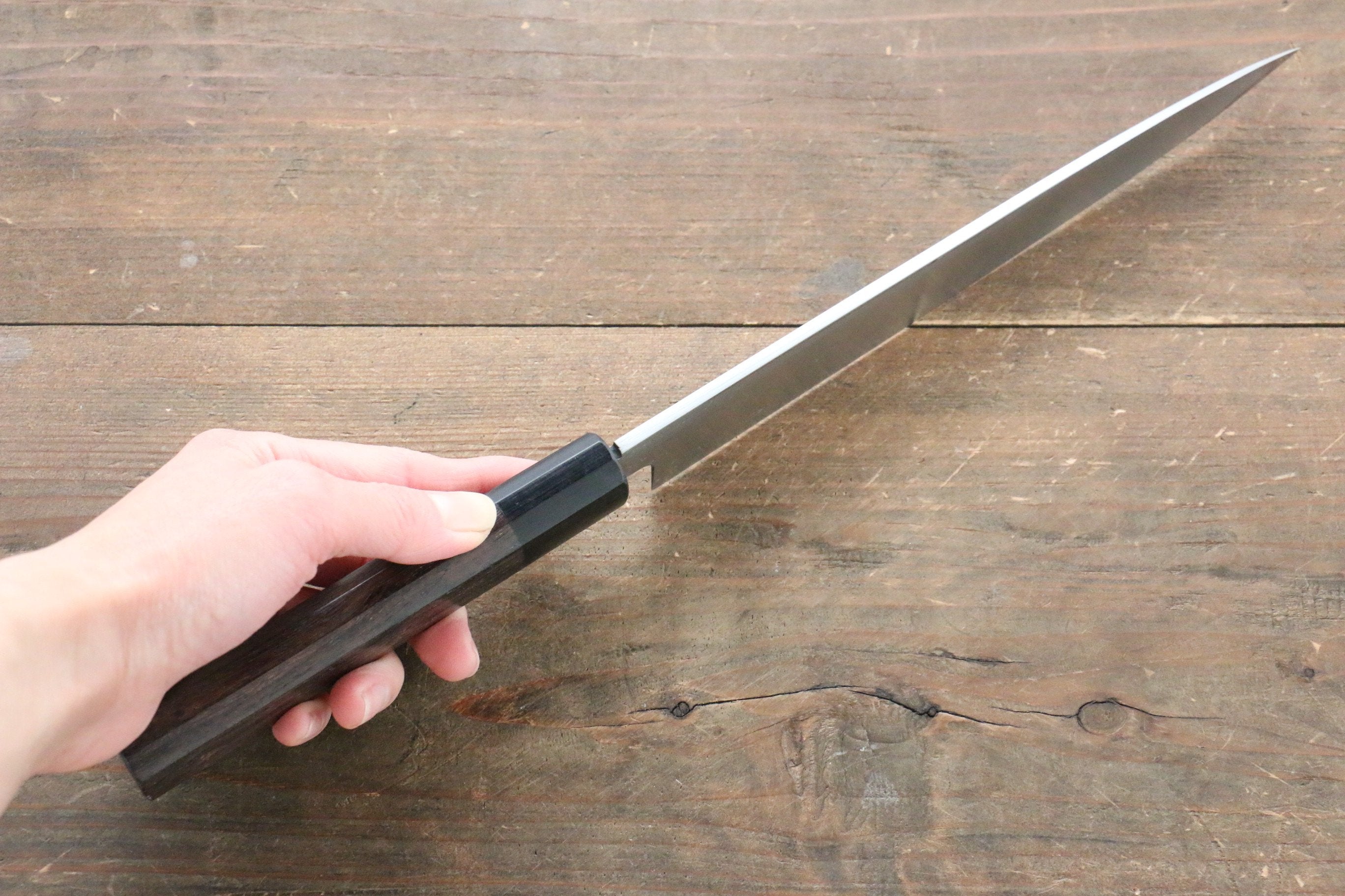 [Left Handed] Hideo Kitaoka White Steel No.2 Damascus Yanagiba Japanese Chef Knife 210mm - Japanny - Best Japanese Knife