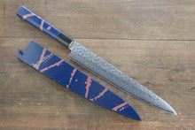  Sakai Takayuki AUS-10 45 Layer Damascus Hammered Sujihiki Japanese Chef Knife 240mm Blue Lacquered Handle With Saya - Japanny - Best Japanese Knife