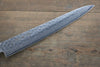 Sakai Takayuki AUS-10 45 Layer Damascus Hammered Sujihiki Japanese Chef Knife 240mm Blue Lacquered Handle With Saya - Japanny - Best Japanese Knife