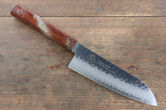 Sakai Takayuki VG10 33 Layer Damascus Santoku 170mm Live oak Lacquered (Seiren) Handle - Japanny - Best Japanese Knife