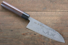  Kanetsune Blue Steel No.2 Damascus Santoku 165mm Shitan Handle - Japanny - Best Japanese Knife