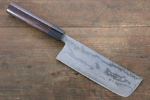  Kanetsune Blue Steel No.2 Damascus Nakiri 165mm Shitan Handle - Japanny - Best Japanese Knife