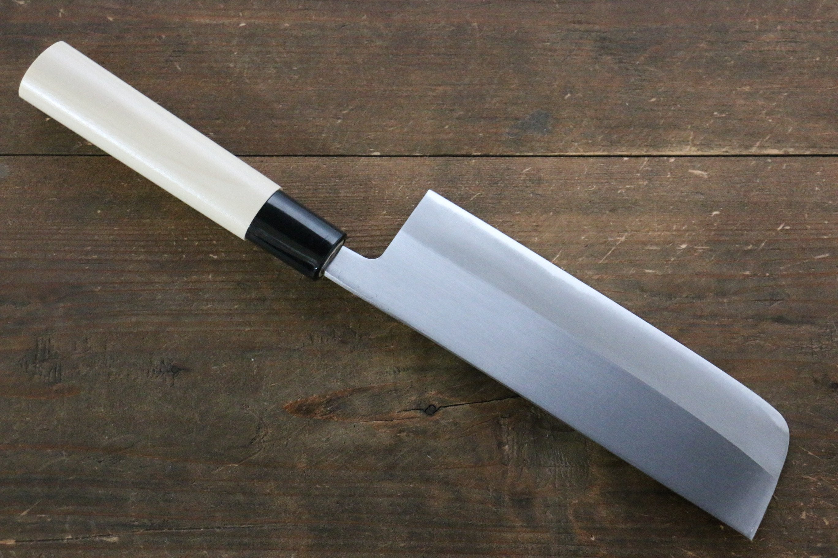 Kanetsune Blue Steel No.2 Migaki Finished Nakiri 165mm Magnolia Handle - Japanny - Best Japanese Knife