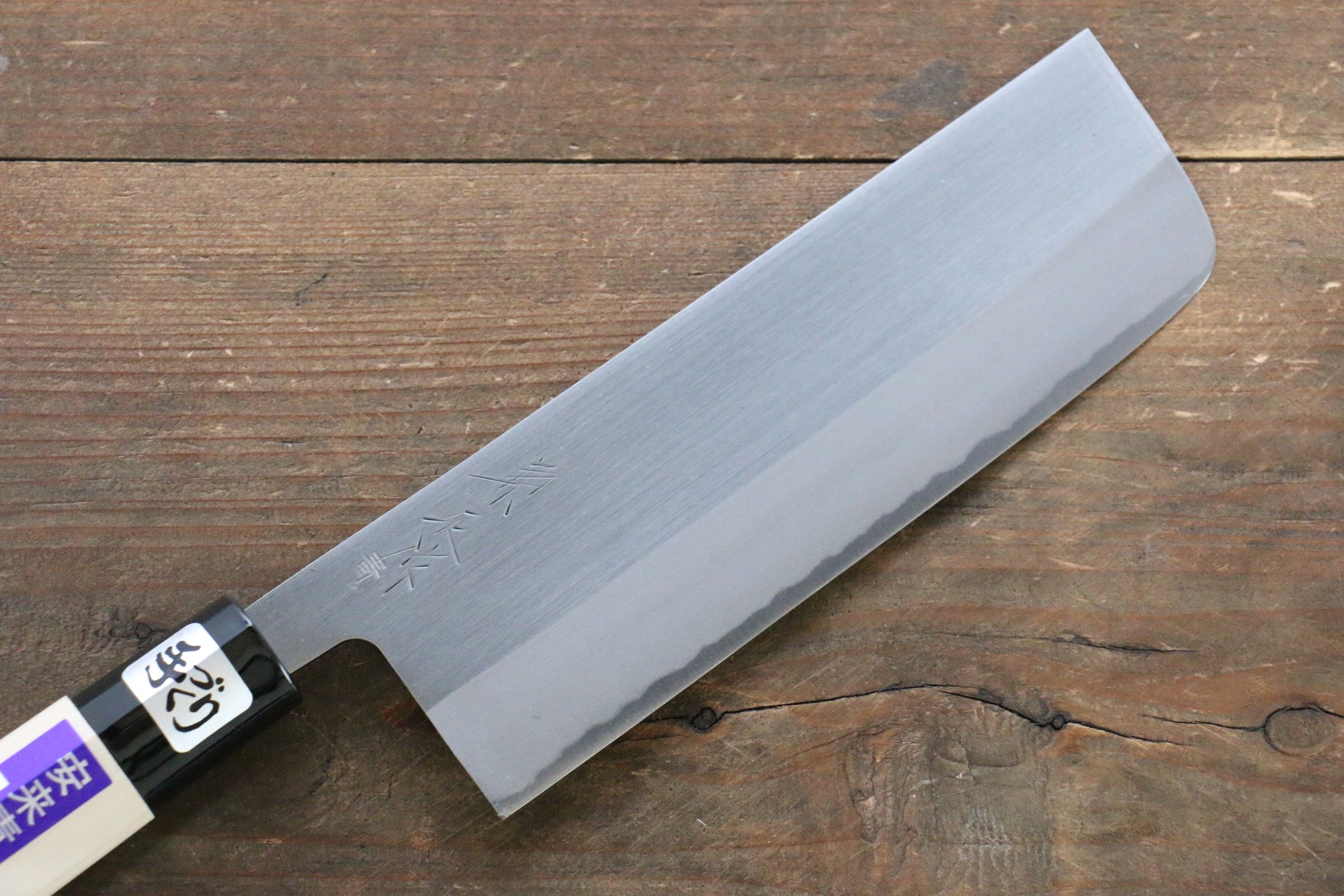 Kanetsune Blue Steel No.2 Migaki Finished Nakiri 165mm Magnolia Handle - Japanny - Best Japanese Knife