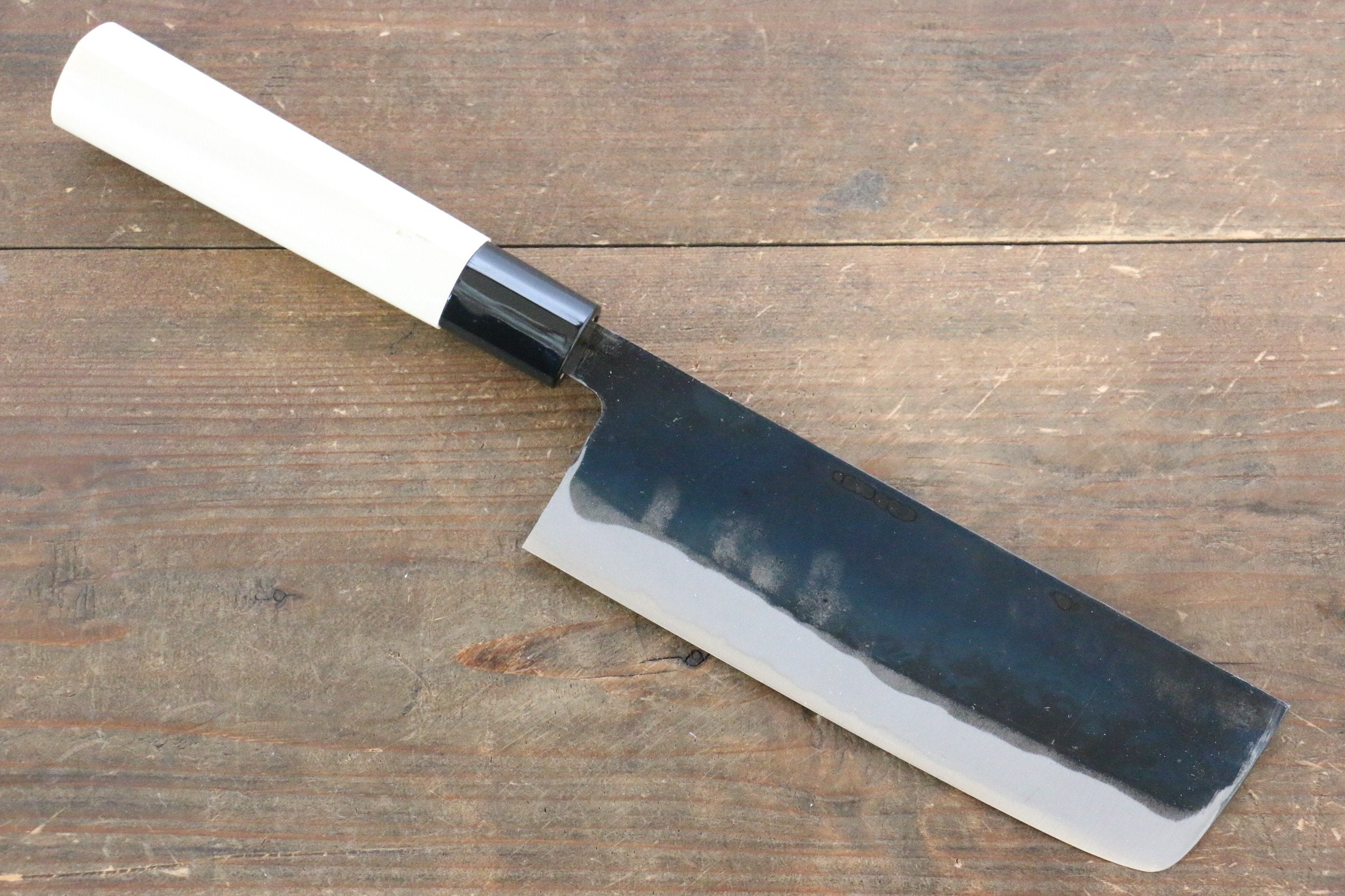 Kanetsune White Steel No.2 Kurouchi Nakiri 165mm Magnolia Handle - Japanny - Best Japanese Knife