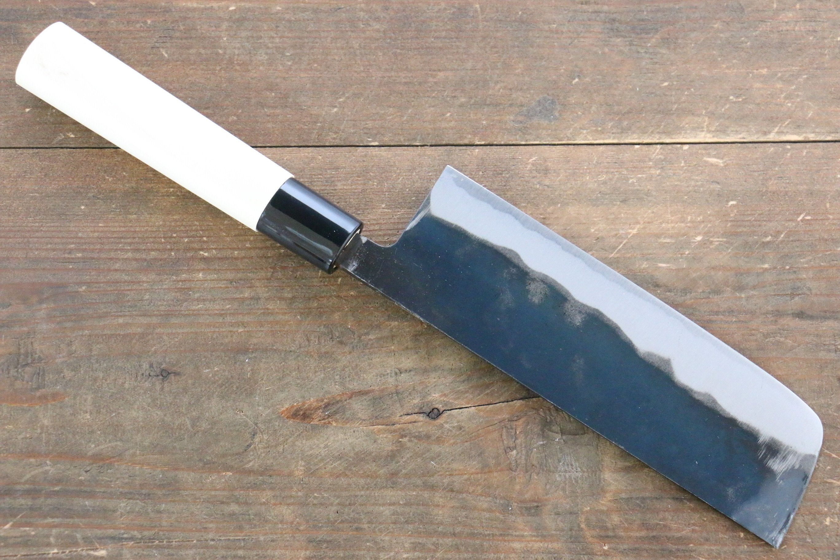 Kanetsune White Steel No.2 Kurouchi Nakiri 165mm Magnolia Handle - Japanny - Best Japanese Knife