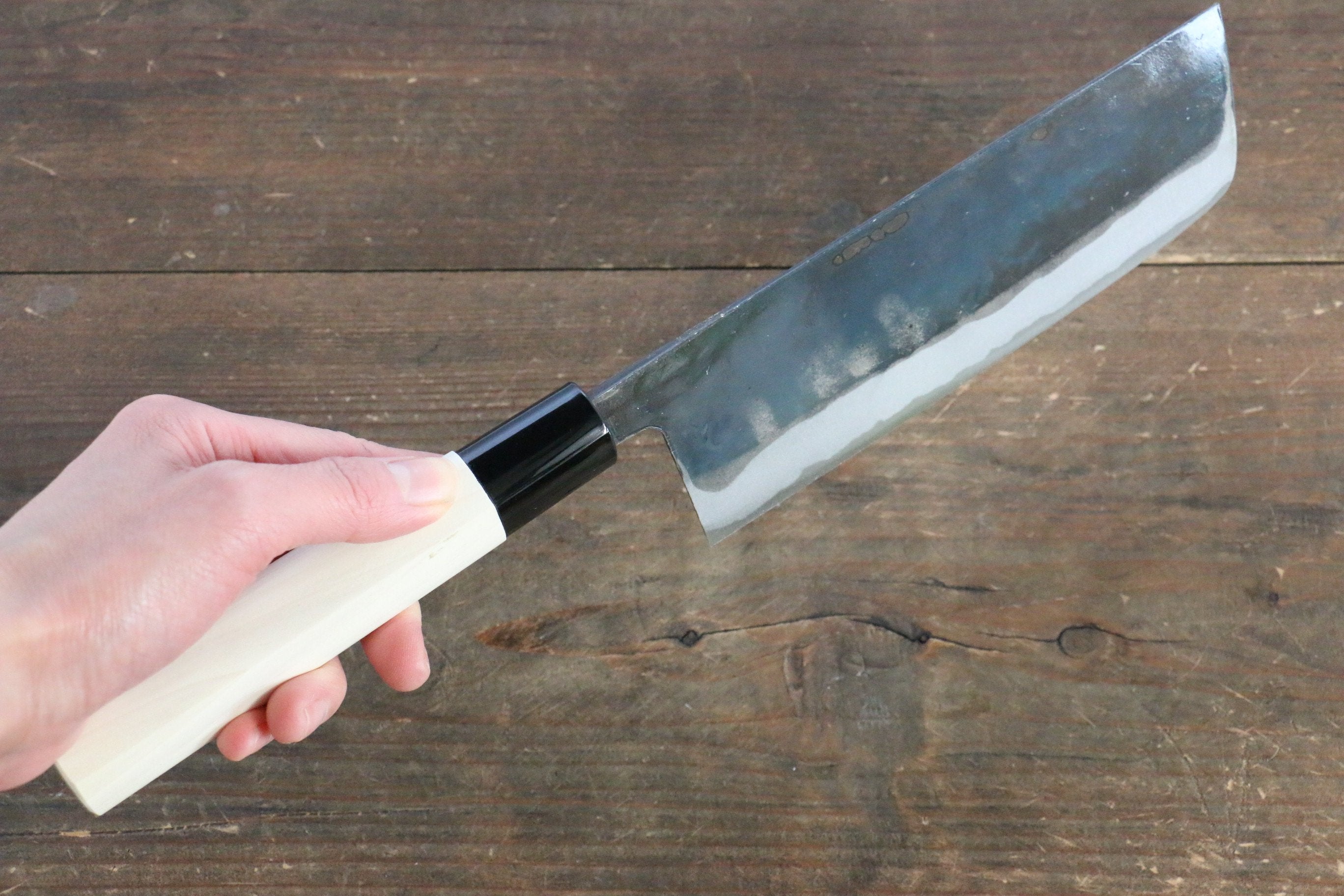 Kanetsune White Steel No.2 Kurouchi Nakiri 165mm Magnolia Handle - Japanny - Best Japanese Knife