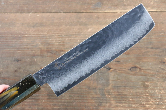 Sakai Takayuki VG10 33 Layer Damascus Nakiri 160mm Live oak Lacquered (Saiu) Handle - Japanny - Best Japanese Knife