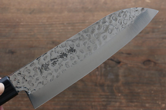 Kanetsune DSR-1K6 Hammered Santoku 165mm Red Pakka wood Handle - Japanny - Best Japanese Knife