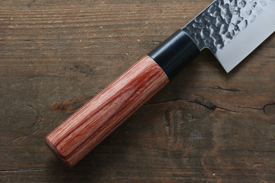 Kanetsune DSR-1K6 Hammered Santoku 165mm Red Pakka wood Handle - Japanny - Best Japanese Knife