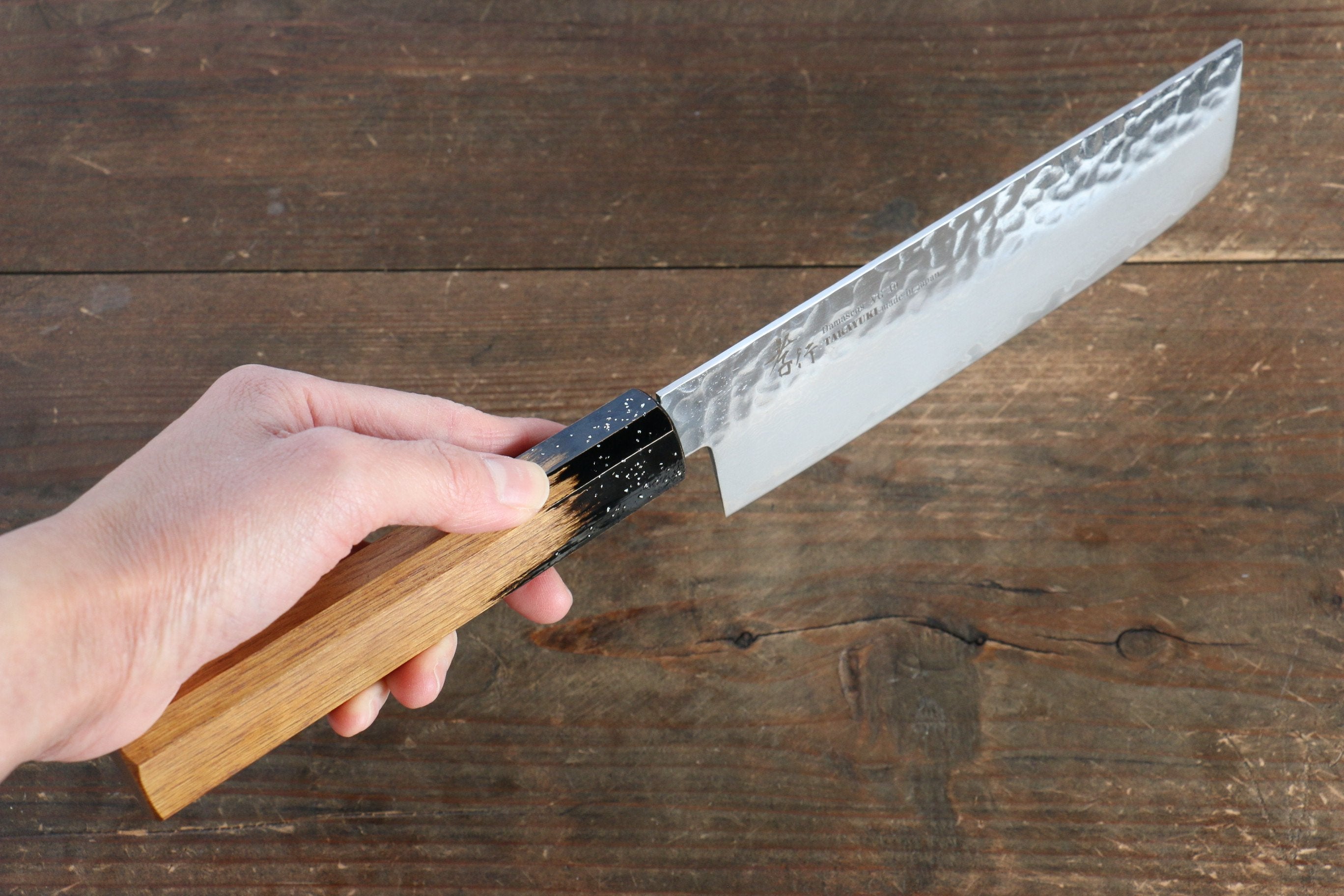 Sakai Takayuki VG10 33 Layer Damascus Nakiri 160mm Live oak Lacquered (Kokushin) Handle - Japanny - Best Japanese Knife