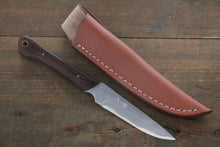  Kazuo Nomura White Steel No.2 Migaki Finished Hunter 100mm Ironwood Handle - Japanny - Best Japanese Knife