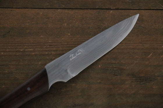 Kazuo Nomura White Steel No.2 Migaki Finished Hunter 100mm Ironwood Handle - Japanny - Best Japanese Knife