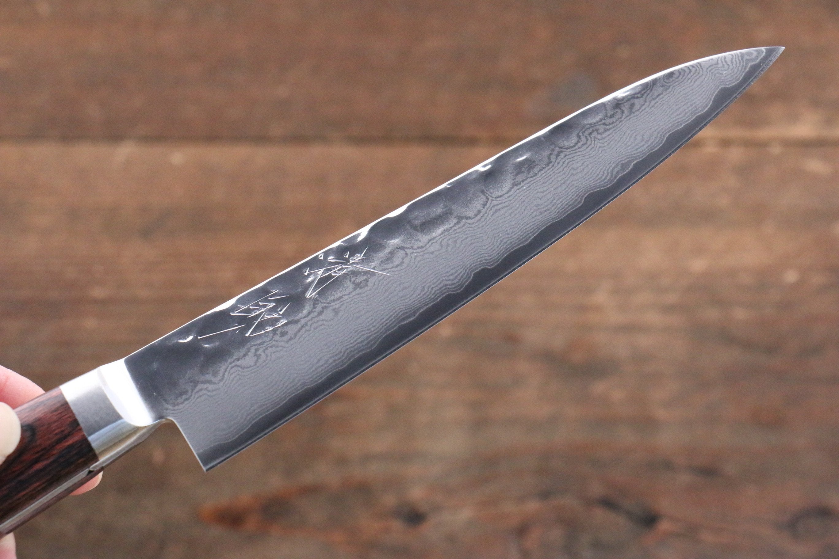 Seisuke VG10 33 Layer Damascus Petty-Utility 135mm Mahogany Handle with Sheath - Japanny - Best Japanese Knife