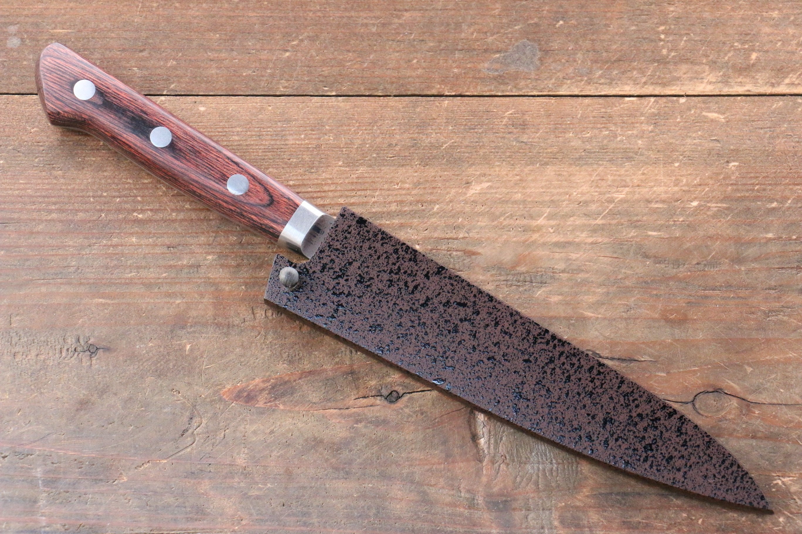 Seisuke VG10 33 Layer Damascus Petty-Utility 135mm Mahogany Handle with Sheath - Japanny - Best Japanese Knife