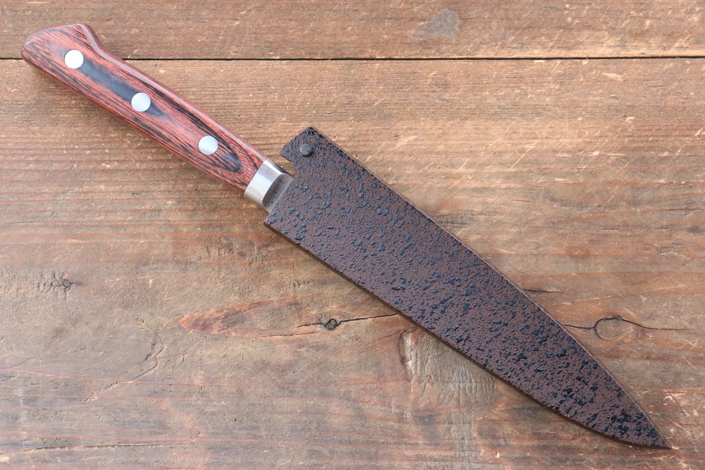 Seisuke VG10 33 Layer Damascus Petty-Utility 135mm Mahogany Handle with Sheath - Japanny - Best Japanese Knife