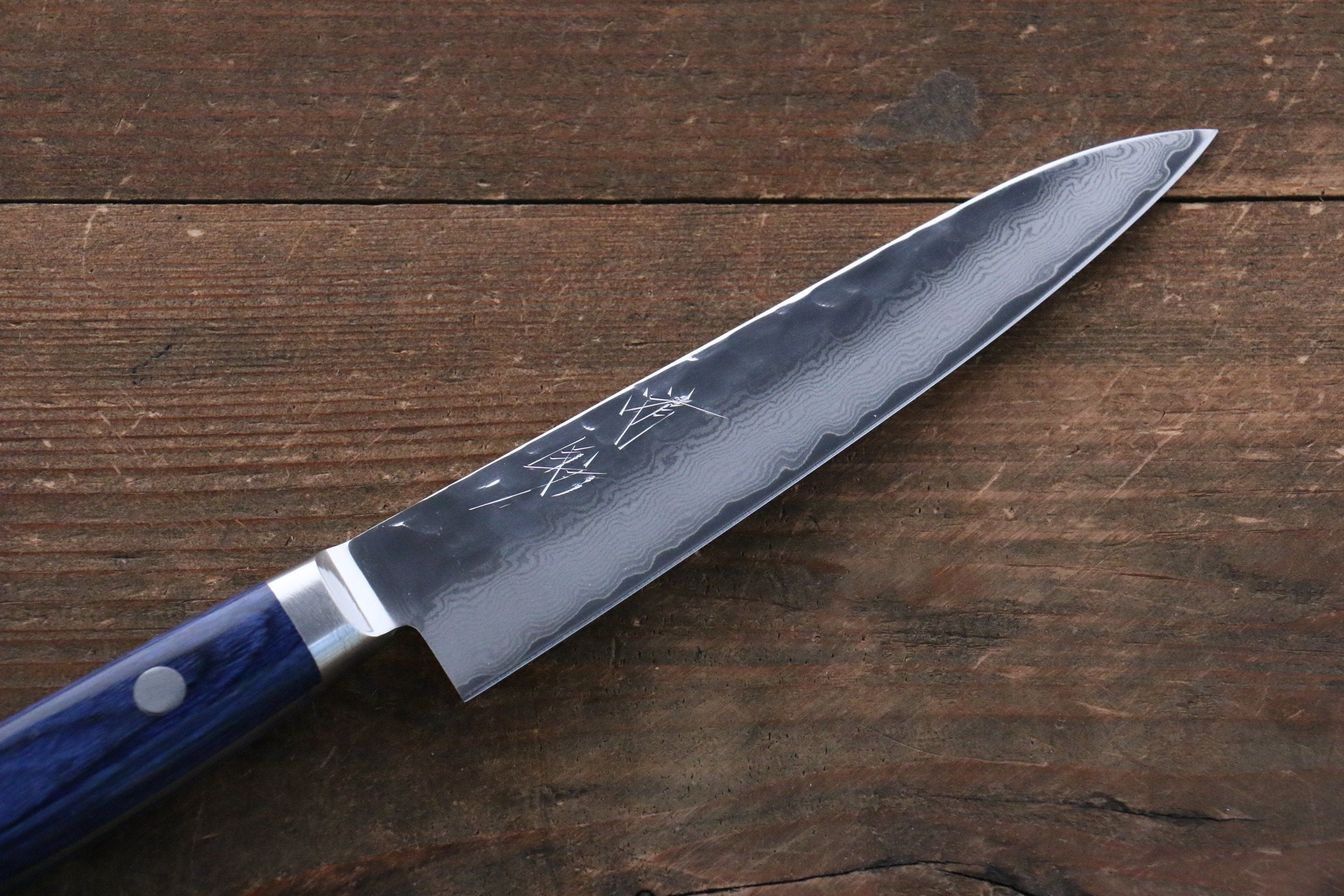 Seisuke Seiun VG10 33 Layer Damascus Petty-Utility 135mm Blue Pakka wood Handle with Sheath - Japanny - Best Japanese Knife