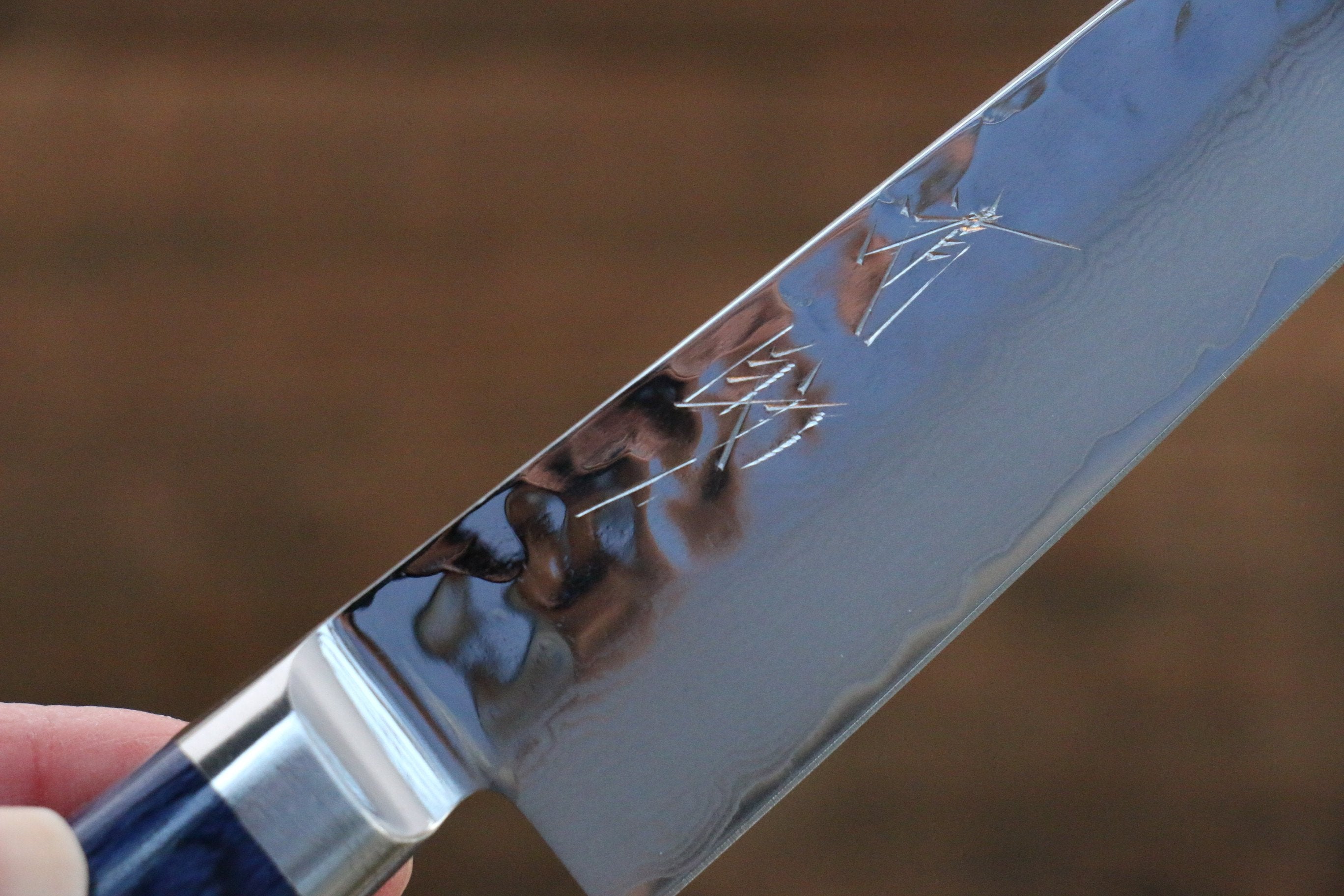 Seisuke Seiun VG10 33 Layer Damascus Petty-Utility 135mm Blue Pakka wood Handle with Sheath - Japanny - Best Japanese Knife