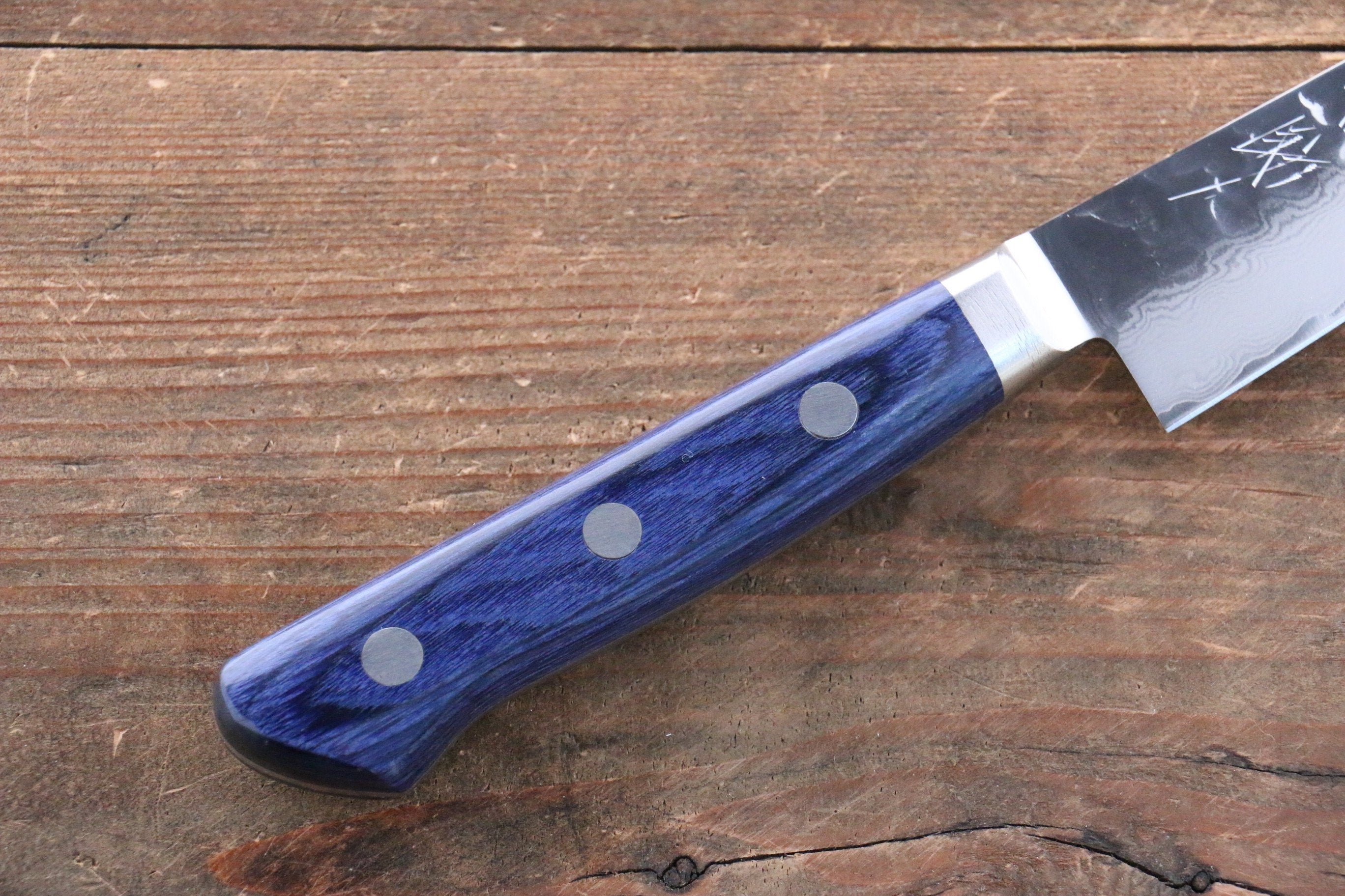 Seisuke Seiun VG10 33 Layer Damascus Petty-Utility 135mm Blue Pakka wood Handle with Sheath - Japanny - Best Japanese Knife