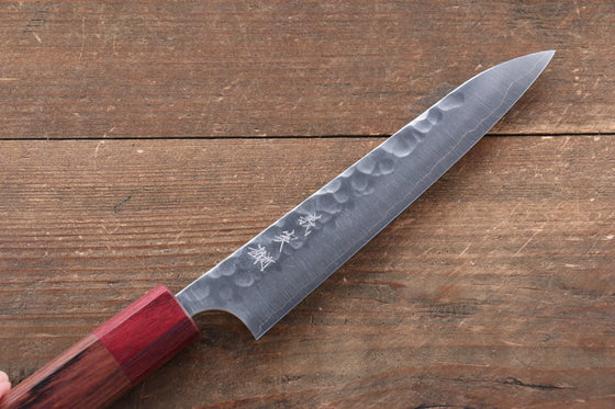 Yoshimi Kato Silver Steel No.3 Hammered Petty Japanese Chef Knife 150mm with Red Honduras Handle - Japanny - Best Japanese Knife