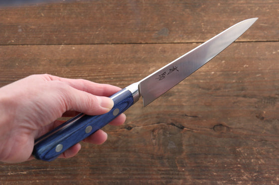 Seisuke Seiten Molybdenum Petty-Utility 120mm Blue Pakka wood Handle with Sheath - Japanny - Best Japanese Knife