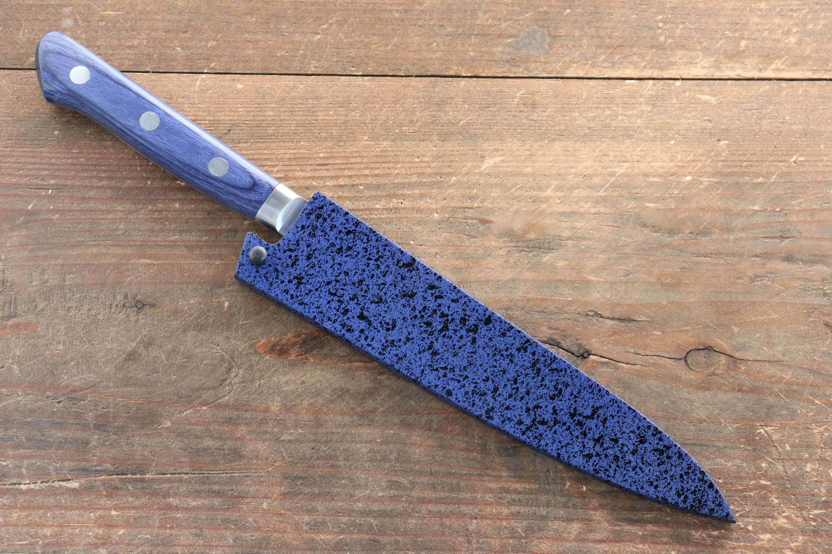 Seisuke Seiten Molybdenum Petty-Utility 120mm Blue Pakka wood Handle with Sheath - Japanny - Best Japanese Knife