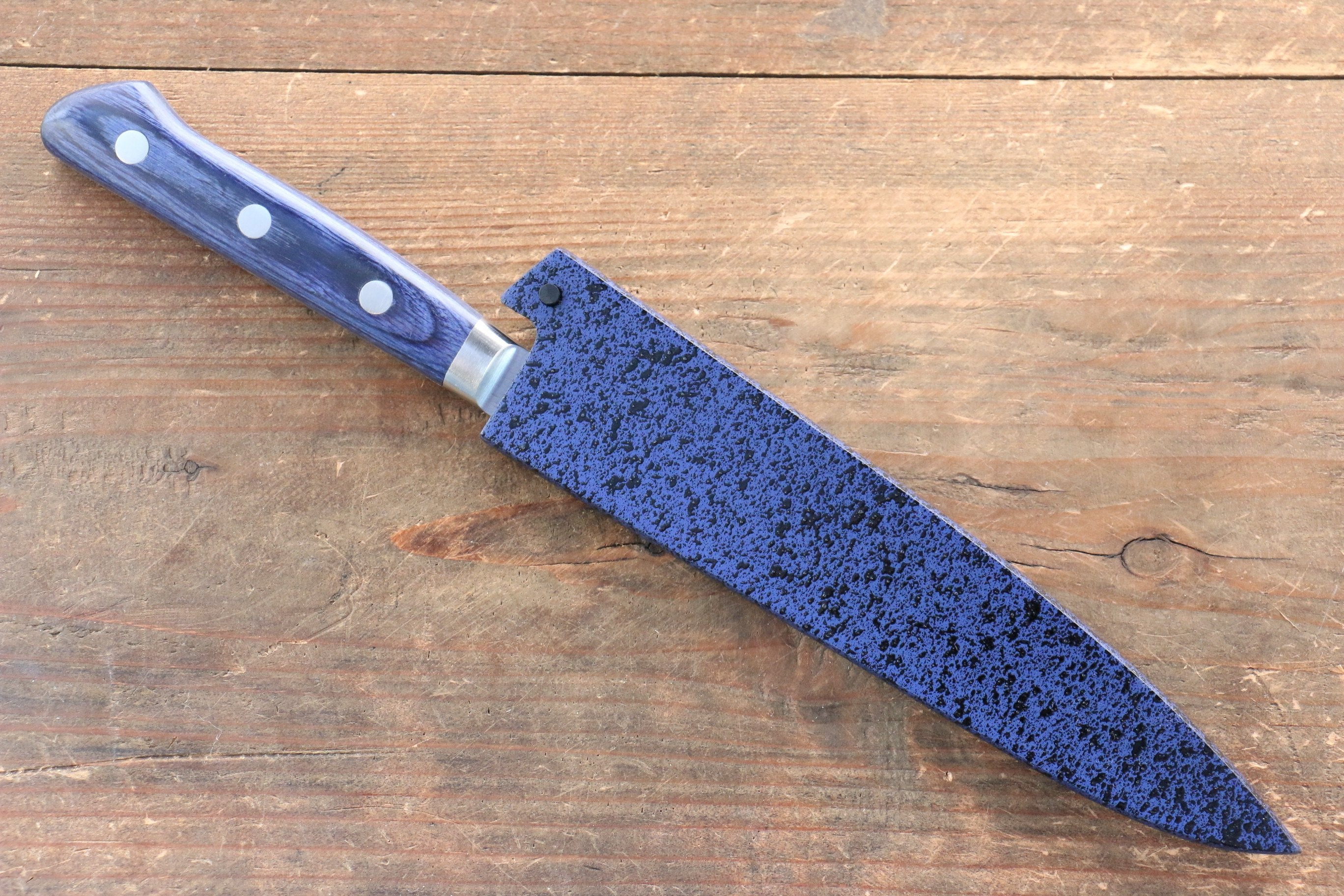 Seisuke Seiten Molybdenum Petty-Utility 120mm Blue Pakka wood Handle with Sheath - Japanny - Best Japanese Knife