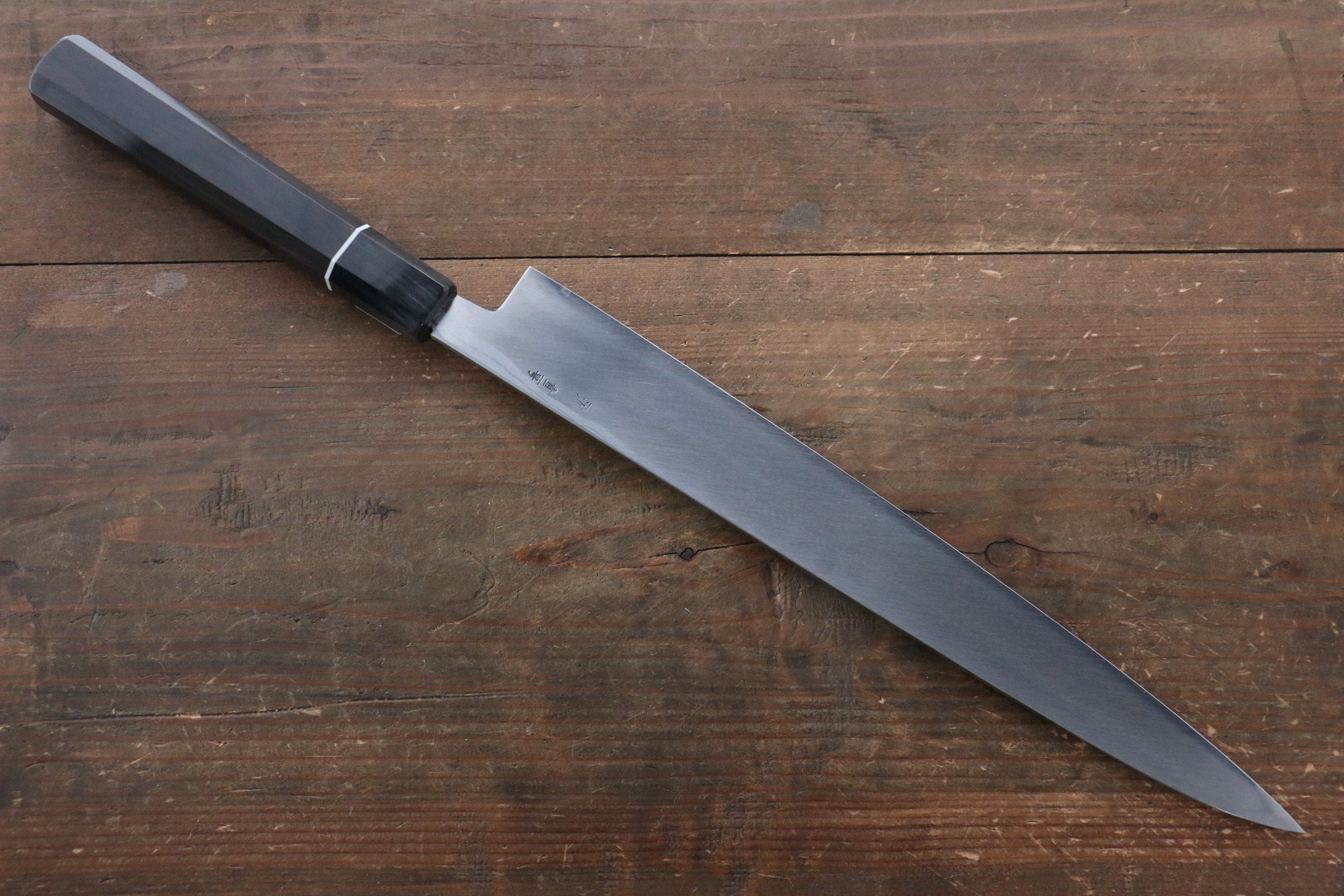 Shigeki Tanaka Blue Steel No.2 Damascus Yanagiba 300mm Ebony Wood Handle - Japanny - Best Japanese Knife