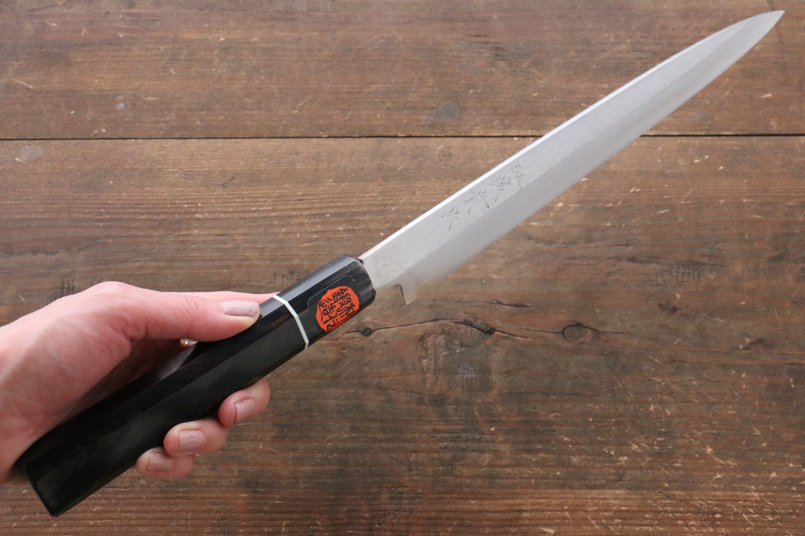 Shigeki Tanaka VG10 Damascus Yanagiba 270mm Ebony Wood Handle - Japanny - Best Japanese Knife