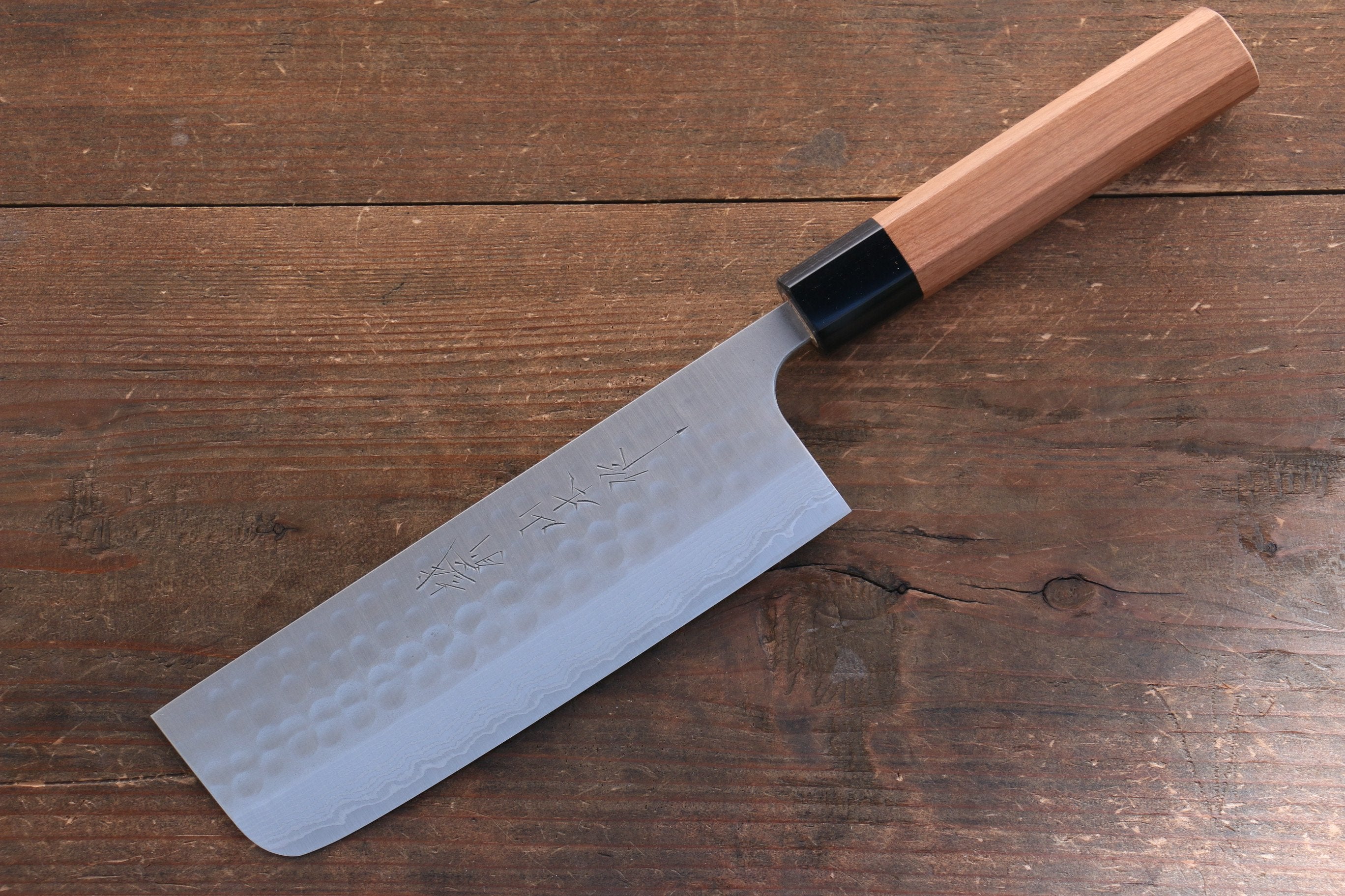 Nao Yamamoto SRS13 Black Damascus Nakiri 165mm Cherry Blossoms Handle - Japanny - Best Japanese Knife