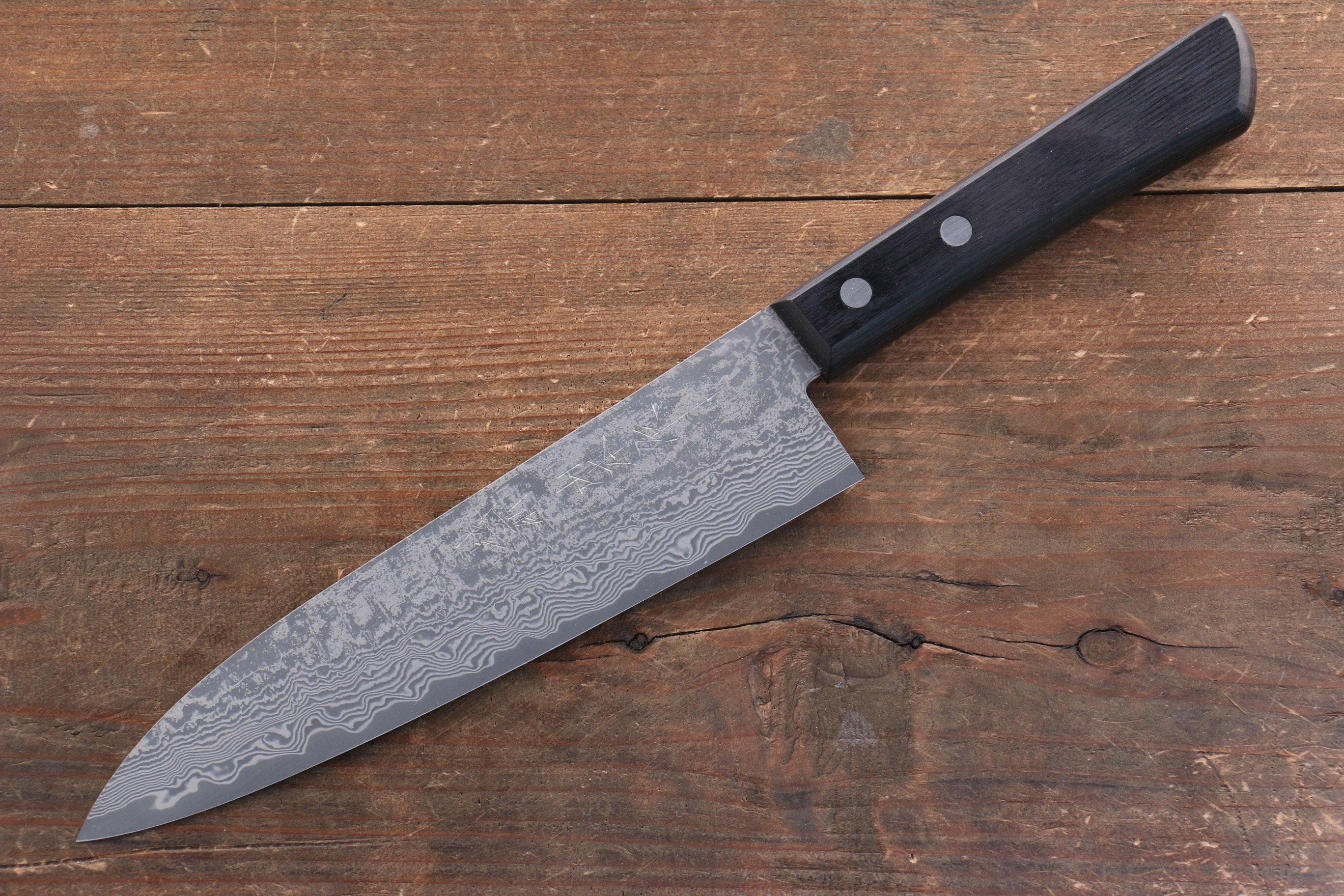 Nao Yamamoto VG10 Black Damascus Gyuto 180mm Black Pakka wood Handle - Japanny - Best Japanese Knife
