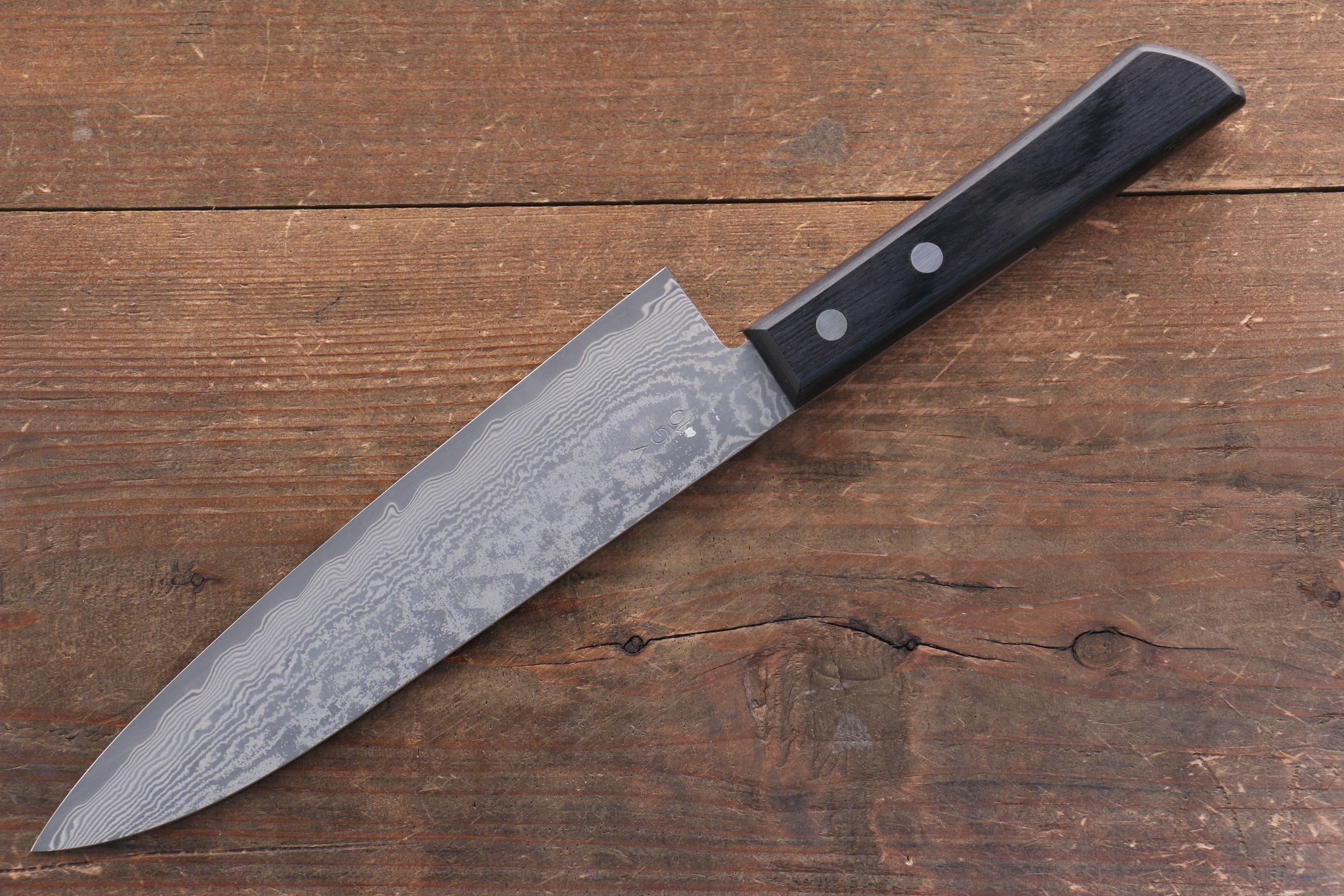 Nao Yamamoto VG10 Black Damascus Gyuto 180mm Black Pakka wood Handle - Japanny - Best Japanese Knife
