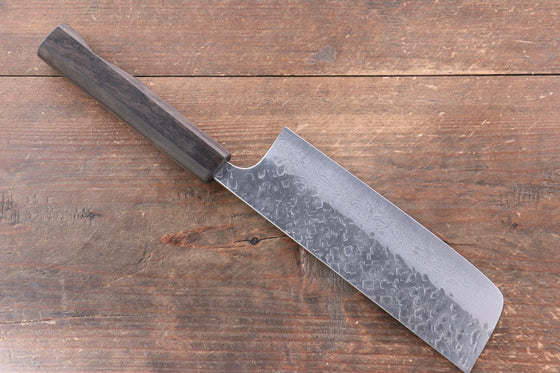 Yoshimi Kato VG10 Hammered Damascus Nakiri 165mm with Black Persimmon Handle - Japanny - Best Japanese Knife