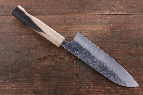 Yoshimi Kato VG10 Hammered Damascus Santoku 165mm with Black Persimmon Handle - Japanny - Best Japanese Knife