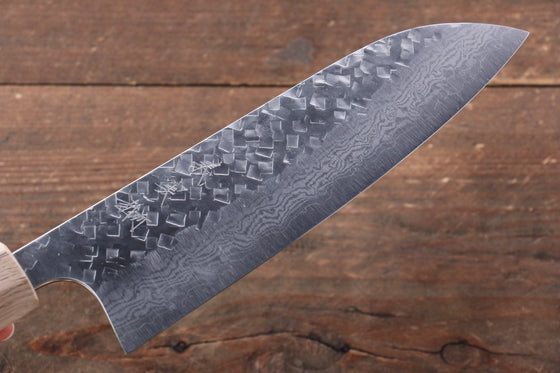 Yoshimi Kato VG10 Hammered Damascus Santoku 165mm with Black Persimmon Handle - Japanny - Best Japanese Knife