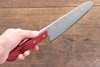 Nao Yamamoto VG10 Black Damascus Santoku 180mm Red Pakka wood Handle - Japanny - Best Japanese Knife