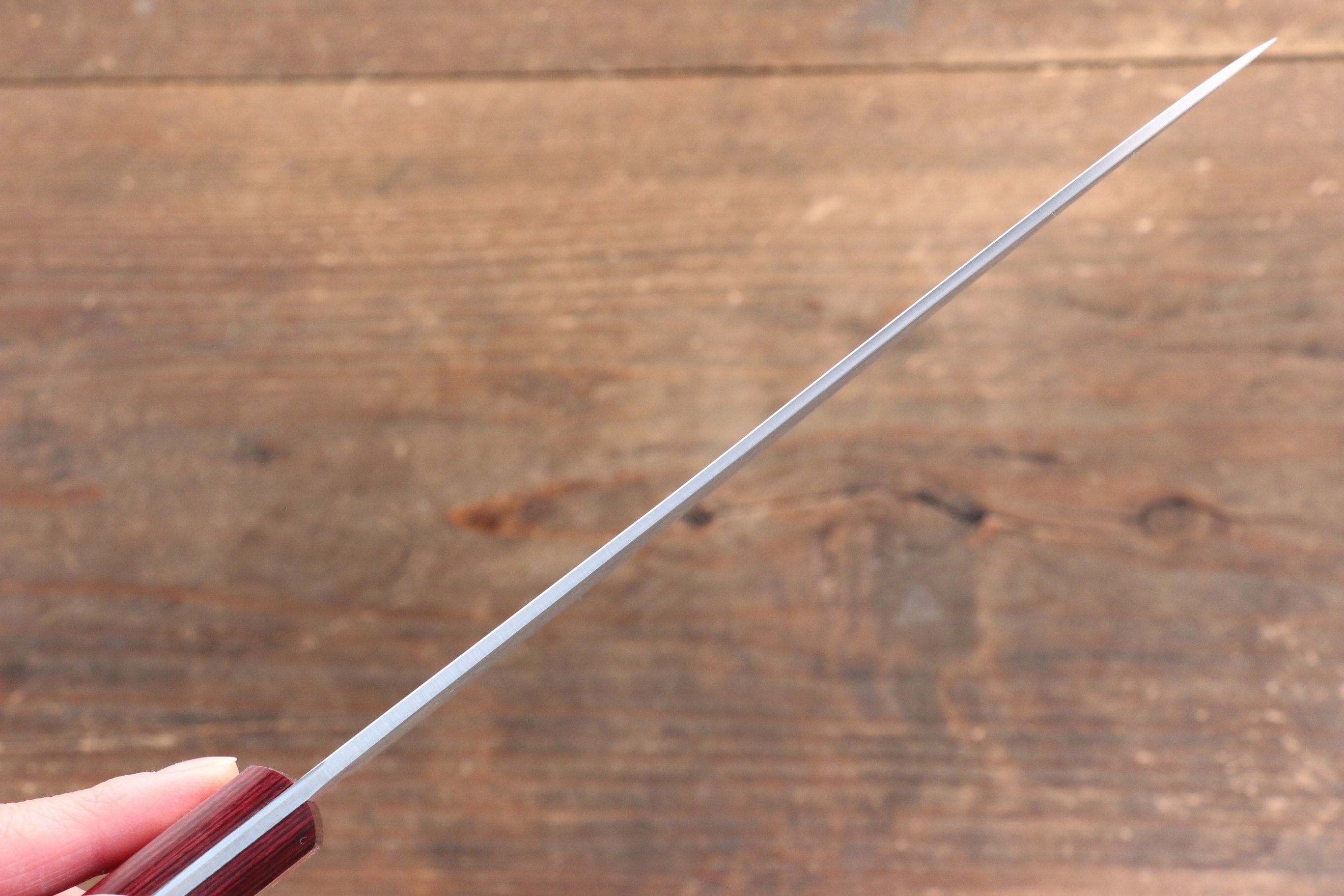 Nao Yamamoto VG10 Black Damascus Santoku 180mm Red Pakka wood Handle - Japanny - Best Japanese Knife