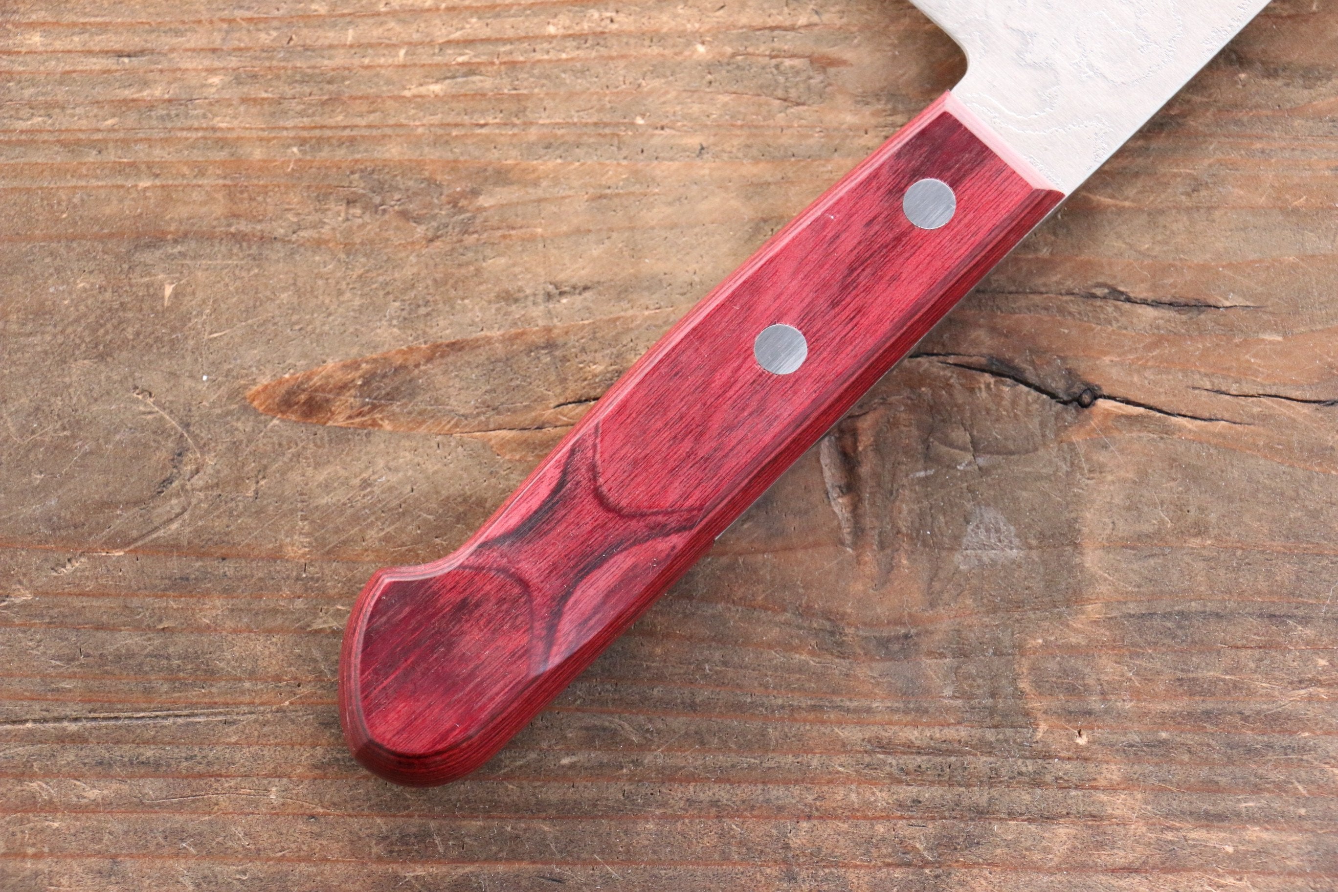Nao Yamamoto SG2 Damascus Migaki Finished Nakiri 165mm Red Pakka wood Handle - Japanny - Best Japanese Knife