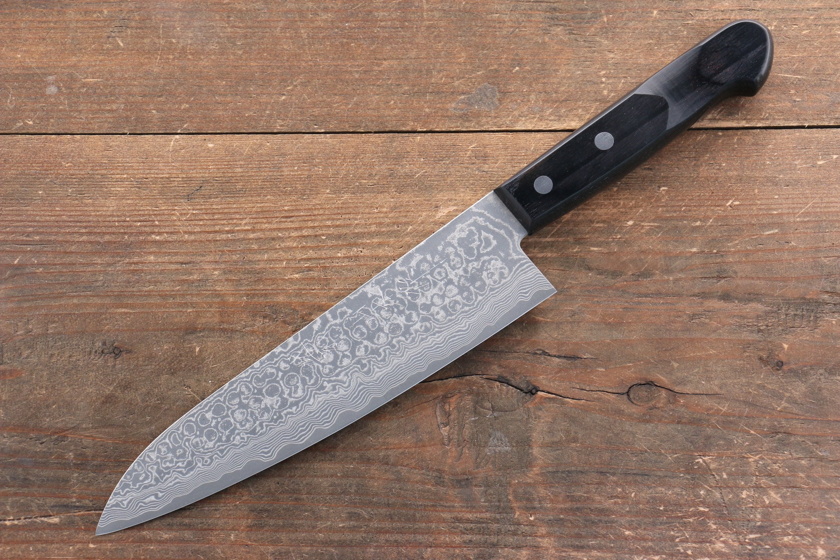 Nao Yamamoto SG2 Damascus Migaki Finished Gyuto 180mm Black Pakka wood Handle - Japanny - Best Japanese Knife