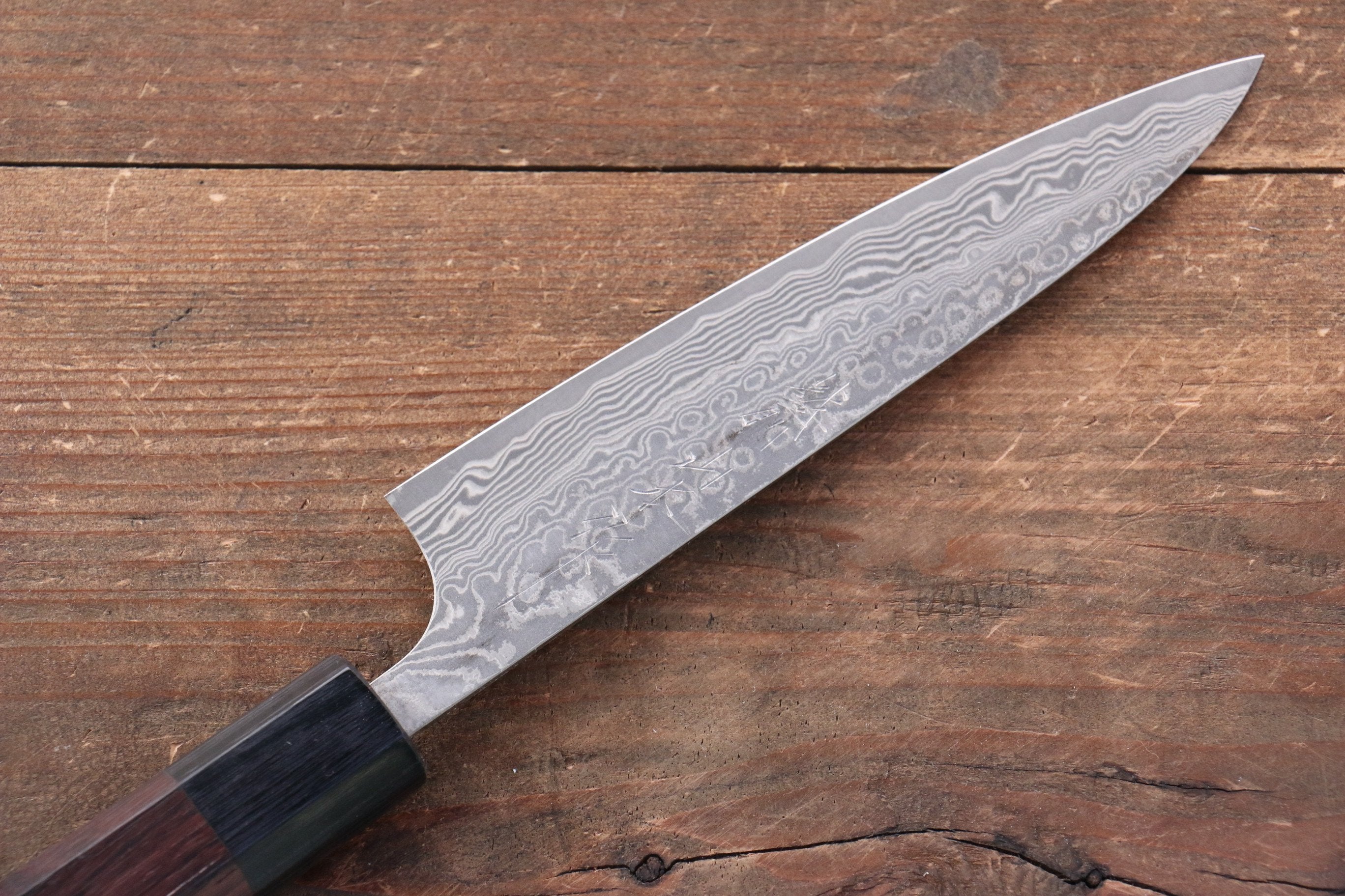 Nao Yamamoto SG2 Black Damascus Petty-Utility 140mm Shitan Handle - Japanny - Best Japanese Knife
