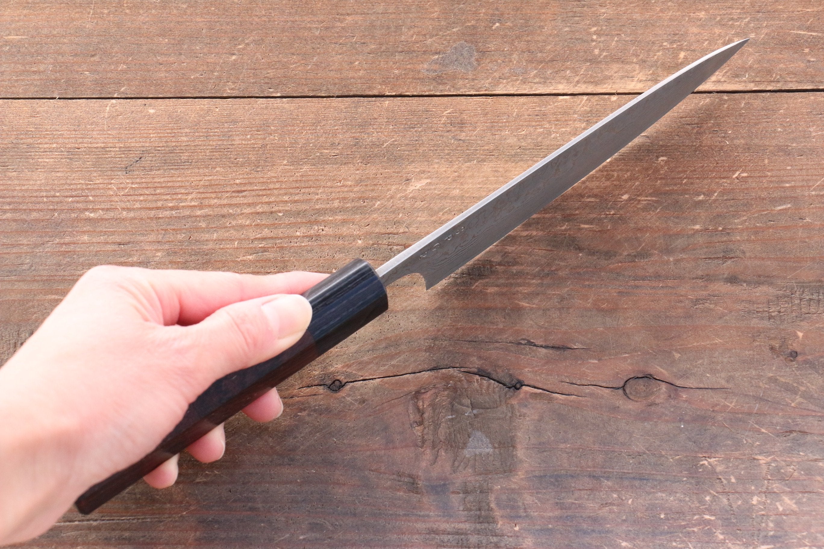 Nao Yamamoto SG2 Black Damascus Petty-Utility 140mm Shitan Handle - Japanny - Best Japanese Knife