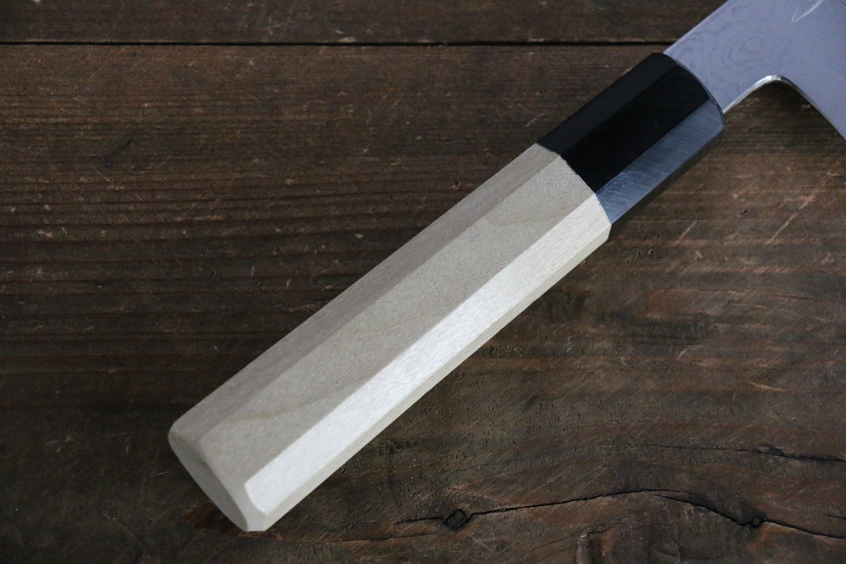 Kikumori Blue Steel No.1 Damascus Santoku 180mm with Magnolia Handle - Japanny - Best Japanese Knife