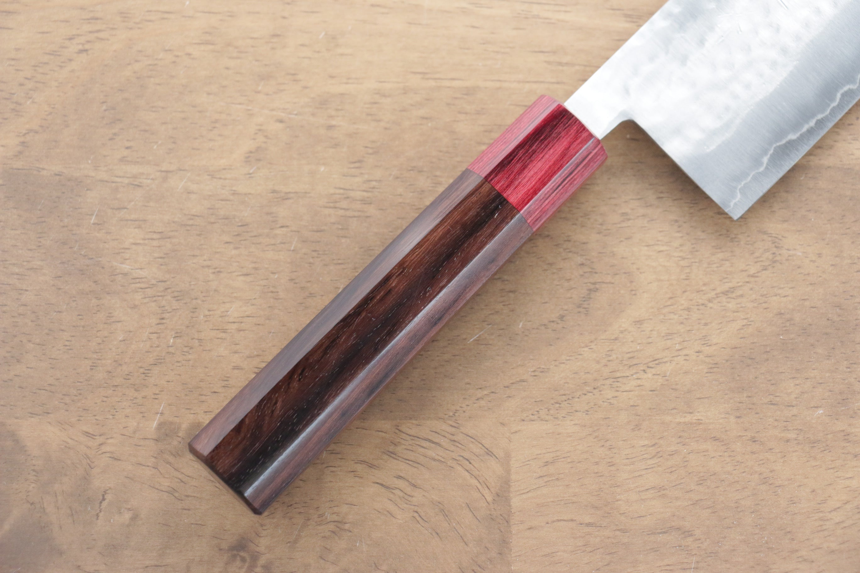 Kunihira VG1 Hammered Nakiri 165mm Shitan (ferrule: Red Pakka wood) Handle - Japanny - Best Japanese Knife
