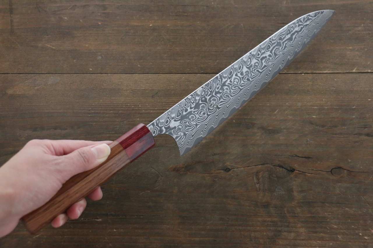 Yoshimi Kato SG2 Black Damascus Gyuto 210mm Red Honduras Handle - Japanny - Best Japanese Knife