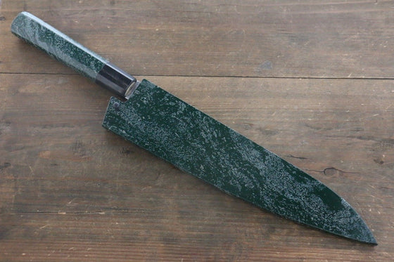 Sakai Takayuki AUS10 45 Layer Damascus Hammered Gyuto 240mm Green Lacquered Handle with Sheath - Japanny - Best Japanese Knife